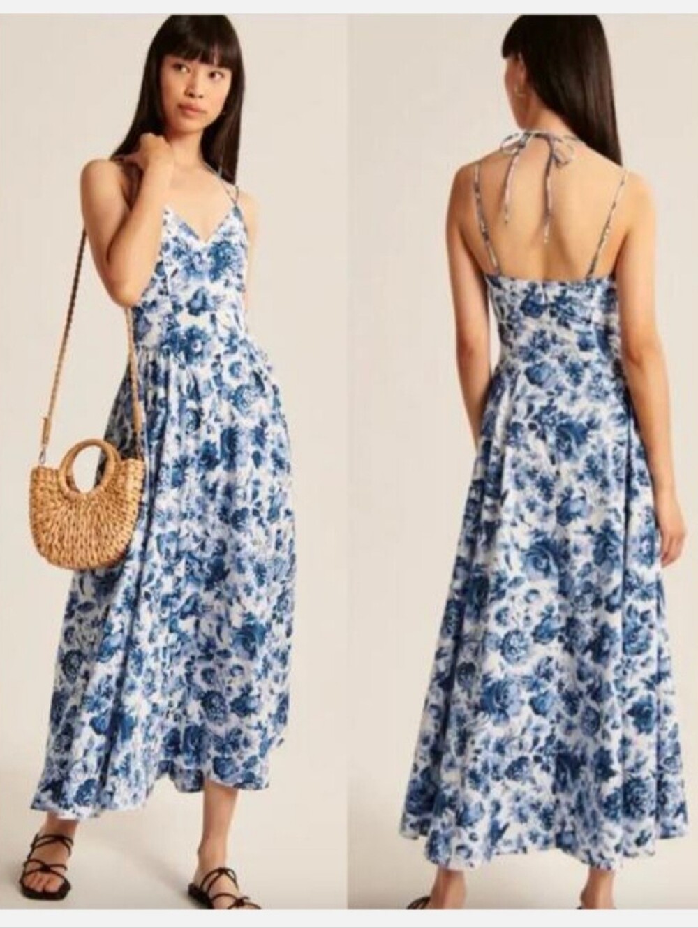 🔥 RARE HTF! Abercrombie & Fitch Strappy Plunge Corset Maxi Dress – Size LT